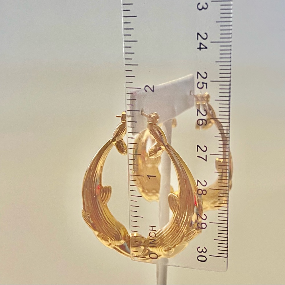 Retro Dolphin Earrings 14K Plated - Picture 5 of 5